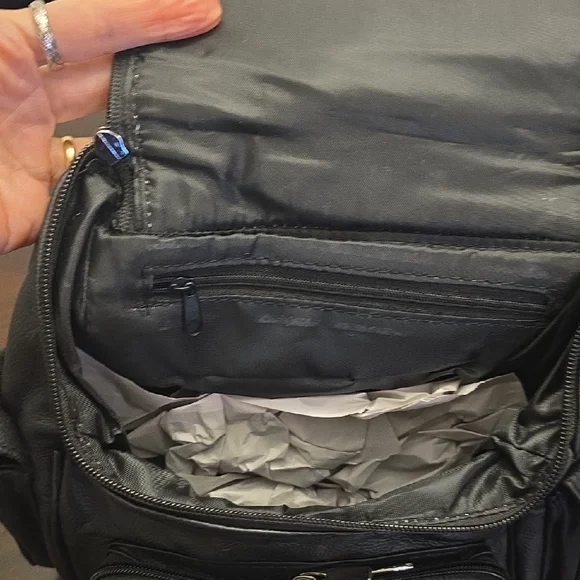 Black Leather Backpack-new - Picture 3 of 3